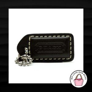 1.5" Small COACH MAHOGANY BROWN LEATHER KEY FOB CHARM KEYCHAIN HANG TAG WRISTLET